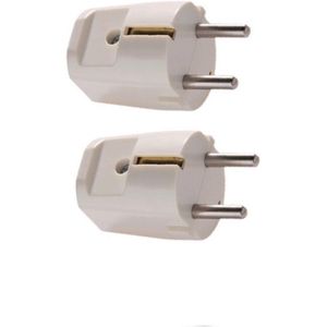 Bakeliet Stekker met Randaarde - Recht - 16A 230V - Crème Wit - Per 2 stuks