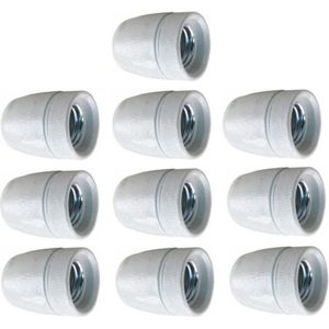 Lamphouder porselein - M10 - E27 - Wit - Per 10 stuks