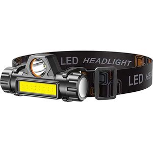 Oplaadbare LED-hoofdlamp - 1x XPE + 1x COB - Model:2054 - Zwart