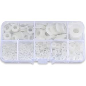 Nylon Platte Ringen Assortiment - M2 t/m M8 - 500-delig - Wit