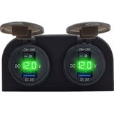 ProRide - 12V USB Stopcontact - Groen - Tweevoudig Opbouw - USB Autolader met Schakelaar en Voltmeter