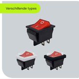 ProRide Wipschakelaar ON-OFF KCD4-202 - 2 Polig - 250V/16A - 30x22mm - Rood zonder controlelampje