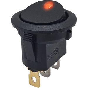 ProRide Wipschakelaar ON-OFF KCD2-12 - 3 pins - Rond - 12V/20A - LED indicator Rood