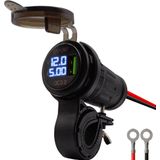 ProRide - 12V USB Lader Motor - USB Aansluiting - 1 Poort met Voltmeter/Ampèremeter - QC3.0 - Voor Motor en Motorfiets