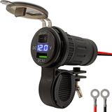 ProRide - 12V USB Lader Motor - Blauw - 1 Poort met Schakelaar/Voltmeter - 5V/2.1A