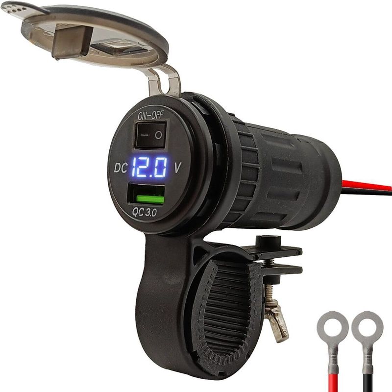 ProRide - 12V USB Lader Motor - Blauw - 1 Poort met Schakelaar/Voltmeter - 5V/2.1A