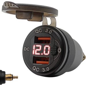 ProRide - USB Lader Motor - Rood - Din Hella - QC3.0 - 12V/24V - 2 Poorten