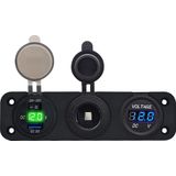 ProRide 12V USB Autolader 1 Poort - 5V/2.4A - Voltmeter en 12V/24V Sigarettenplug - Drievoudig inbouw