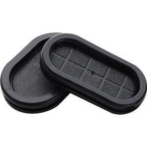 Kabelbeschermer 25x40mm - Rechthoek - Rubberen Stof Plug voor kabels organiseren - Zwart - 2 stuks