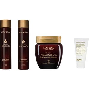 Lanza Healing Oil Set - Intensive Hair Masque - Lustrous Shampoo - Lustrous Conditioner + WILLEKEURIG Travel Size
