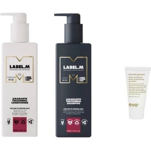 Label M Amaranth Duo Set - Thickening Conditioner + Shampoo 300ML + Gratis Evo Travel Size