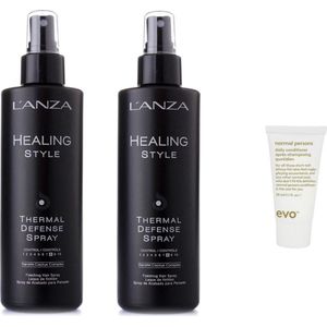 2x L'Anza Healing Smooth - Thermal Defense Spray - Haarspray + WILLEKEURIG Travel Size
