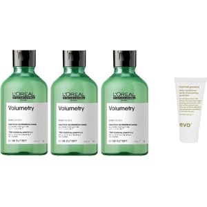 3x - L'Oréal Professionnel Serie Expert Volumetry Shampoo 300 ml - Normale shampoo vrouwen - Voor Alle haartypes + Gratis Evo Travel Size