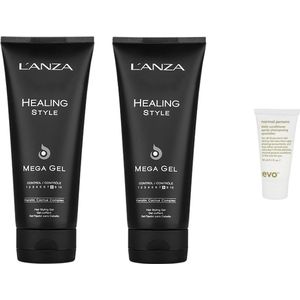 2x L'Anza Healing Style Mega Gel - Haargel - 200 ml + WILLEKEURIG Travel Size