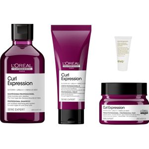 L’Oréal Professionnel Curl Expression Cleansing Jelly Shampoo - Masker - Long Lasting Intensive Leave-In Moisturizer + WILLEKEURIG Travel Size