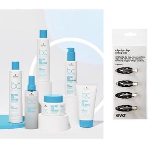 Schwarzkopf BC Bonacure Moisture Kick Set - Shampoo - Conditioner - Curl Bounce - Treatment - Spray Conditioner - Hydration Balm + WILLEKEURIG Travel Size
