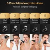 Wellshave 5 in 1 Scheerapparaat Mannen Deluxe - Gezicht en Hoofd Trimmer - Nat en Droog Shaver - Neustrimmer - Skull shaver