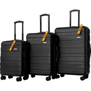 Kofferset - 209 Liter - Trolleyset 3-delig met TSA slot - handbagage en grote koffer - Zedar Onyx Black
