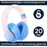 AngelTech - Over Ear Kinderkoptelefoon - Draadloos - Blauw of Roze - Volume Begrensd - Inclusief Audiodraad - Met Microfoon