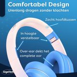 AngelTech - Over Ear Kinderkoptelefoon - Draadloos - Blauw of Roze - Volume Begrensd - Inclusief Audiodraad - Met Microfoon