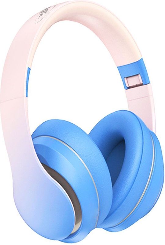 AngelTech - Over Ear Kinderkoptelefoon - Draadloos - Blauw of Roze - Volume Begrensd - Inclusief Audiodraad - Met Microfoon