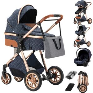 Lunola Nova - Kinderwagen 3-in-1 - incl. autostoel - 0-20kg - XXL - Multifunctionele Buggy 3in1 - Blauw