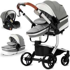 Lunola Aura - Kinderwagen 3-in-1 - incl. autostoel - 0-20kg - XXL - Multifunctionele Buggy 3in1 - Grijs