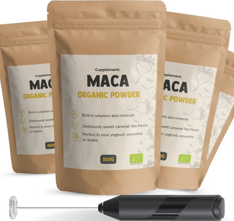 Cupplement 400 Gram Maca Poeder Biologisch 3+1 zak gratis - Supplement - Superfood - Energie & Libido - Pure - Geen Capsule, Pillen, Arginine, Tabletten, Extract of Zwarte Wortel