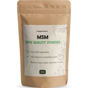 Cupplement MSM Preparaten Poeder 60 Gram - Gratis Scoop - Geen Capsules, 1000 mg, Gel of Tabletten - Puur - Powder - Supplement - Superfood - Anti Aging - Msmpoeder