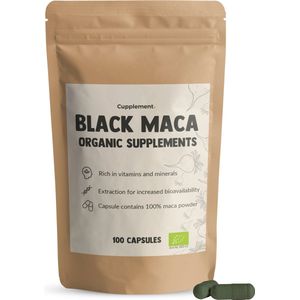 Cupplement - Zwarte Maca - 100 Capsules - Biologisch - 500 MG Per Capsule - Black Maca - Geen Poeder - Testosteron - Tabletten - Superfood
