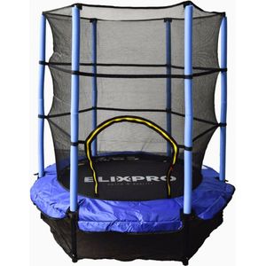 ElixPro Kinder Trampoline - Met veiligheidsnet - Trampoline 140 cm - Blauw