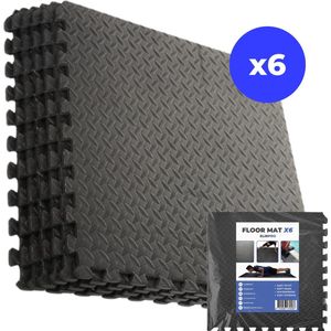 ElixPro Ondervloer - Zwembadtegels - Ondergrond tegels - Fitnesstegels - Vloertegels - Foam tegels - 40x40CM - 1CM dik - Inclusief 12 randen - Zwart