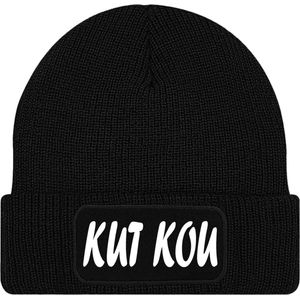 KUT KOU muts - Zwart (witte tekst) - Beanie - One Size - Uniseks - Grappige tekst - Wintersport - Aprés ski muts - ik wil zomer - cadeau - feestdagen - kerst