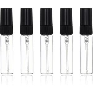 Mini Parfum Flesje | 5 stuks | Parfum verstuiver navulbaar - glas - 5ml - zwart - navulbaar - parfum flesjes - sprayfles - leeg - parfumverstuiver - refil flesjes