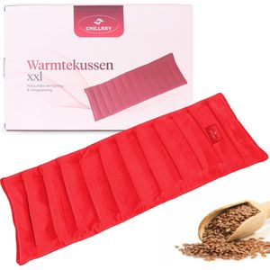 Chillaxy - kersenpitkussen - Pittenzak - pittenzak magnetron - warmtekussen XXL met lavendelgeur - Zijde zacht - 66 x 23 cm - Rood