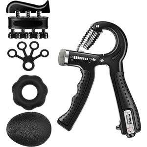 Easy Nutrition - 5 Delige Handtrainer Set - Verstelbare Teller Handgrip - Handknijper - Knijphalter - Stressbal - Vingertrainer - Onderarm Trainer