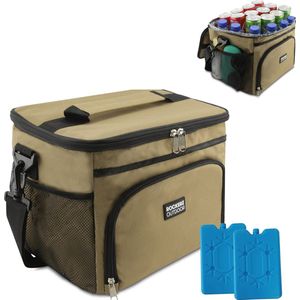 Rockerz Koeltas - 4 laags geïsoleerde Koeltas - Incl. 2 koelelementen - 15 liter - Lunchtas - Picknicktas - Capaciteit voor 24x 33 cl blikken of 12x 33 cl flesjes - Slijtvast en duurzaam materiaal - Waterdicht en vuilafstotend - kleur: Okergeel