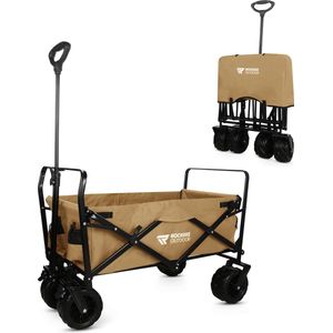 Rockerz Bolderkar Opvouwbaar - Bolderwagen 120L - Inclusief veiligheidsriemen - Handige opbergvakken - Beige