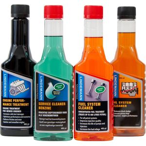 Lindemann - Service Bundle Benzine - Benzine Additief - Motor Reiniger Benzine - Injector Cleaner Benzine - Brandstofsysteem Reiniger - Olie Additief Auto - Kleppen Reiniger - Katalysator Reiniger - E10 Additief - Ethanol Killer