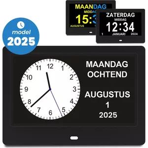 SanBouSi Digitale led-wandklok, 48 cm, grote kalenderklok, temperatuur, wandklokken, digitale klok, cijferdisplay, tafelklok voor kamer, keuken, kantoor, EU-stekker (rood