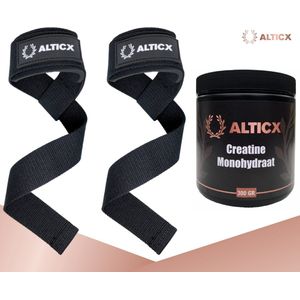 ALTICX® Lifting Straps & Creatine Monohydraat combinatie - Spieropbouw - Deadlift Straps - Sport - Wrist Wraps