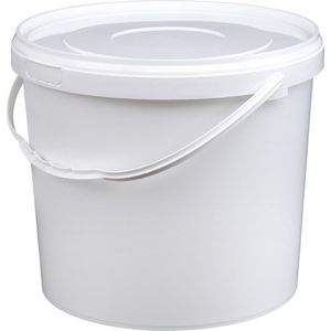 Emmer met deksel - 10 liter - rond - wit