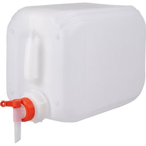 Jerrycanshop Kunststof jerrycanshop, 10 liter, met kraan, jerrycan voor gevaarlijke vloeistoffen, water en levensmiddelen, 10 liter, kunststof (HDPE), BPA-vrij, natuurlijk