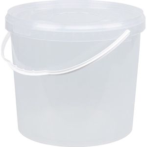 Emmer met deksel - 10 liter - rond - transparant