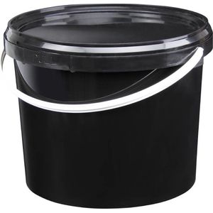Emmer met deksel - 5 liter - rond - zwart