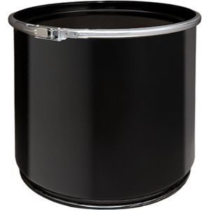 Stalen vat 30 liter met afneembaar deksel - metalen olievat - geschikt voor cycloon stofafzuiging - zwart