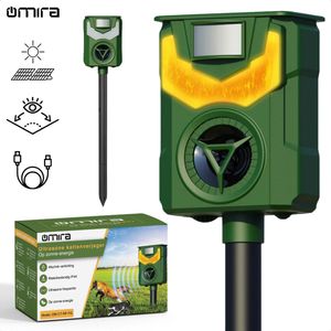 Omira Ultrasone Kattenverjager – Werkt op Zonne Energie m/ USB Kabel – Met Accu – Groot Bereik – Waterdicht – Diervriendelijke Methode - Muizenverjager – Martenverjager – Vogelverjager - Kattenschrik – Martenverjager Auto – Dierenverjager