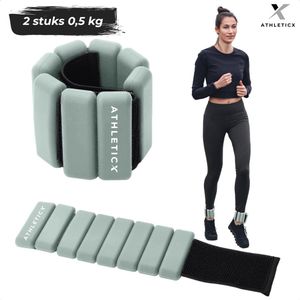 Athelticx Polsgewichten en Enkelgewichten – 2 x 0,25 kg - Verstelbaar – Set van 2 stuks – Groen – Incl. Opbergetui - Been Gewichten – Polsgewicht – Handgewichten – Wrist & Ankle Weights - Ankle Strap - Gewichtsmanchetten - Home Workout