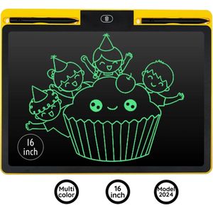 LCD tekentablet- schrijftablet- Geel - kinderen 16 inch-Kleurenscherm - Incl 2 pennen - Tekenen - Schrijfbord - Speelgoed tablet - Notitie Tablet met Scherm- Casamix