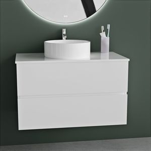 Badkamermeubelset Creavit Sally 60 cm Twee Soft-Close Lades Hoogglans Wit - Megadump Tiel